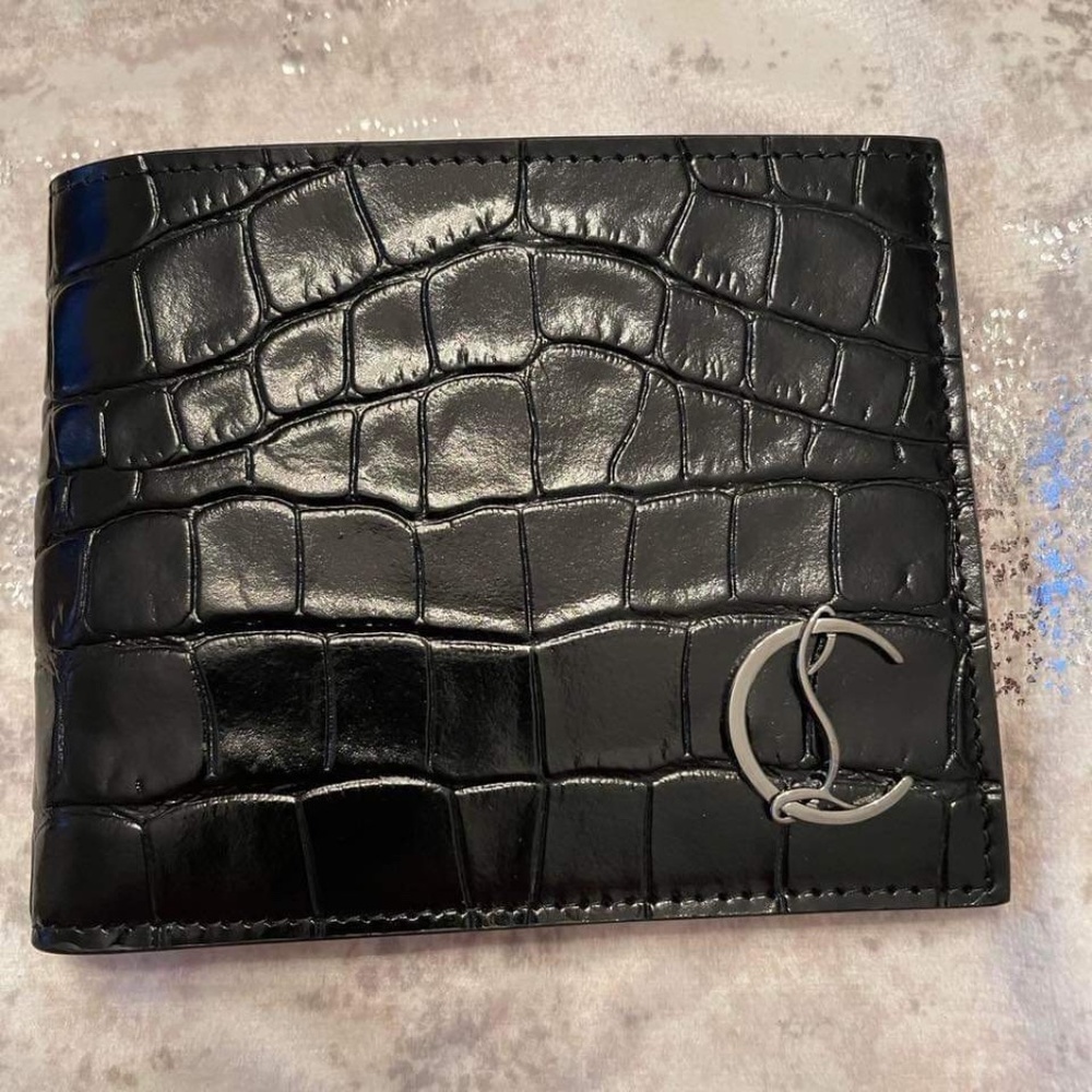 MEN’S CHRISTIAN LOUBOUTIN COOLCARD CROC EMBOSSED LEATHER WALLET
